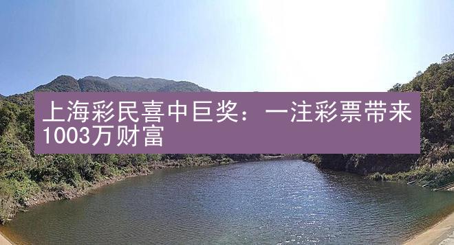 上海彩民喜中巨奖：一注彩票带来1003万财富