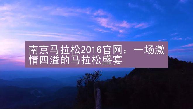 南京马拉松2016官网：一场激情四溢的马拉松盛宴