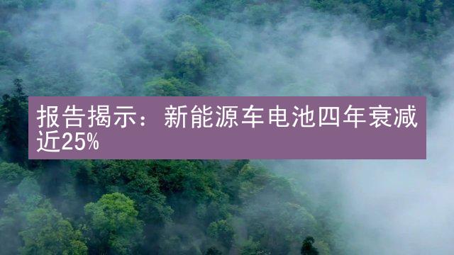 报告揭示：新能源车电池四年衰减近25%