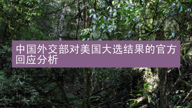 中国外交部对美国大选结果的官方回应分析