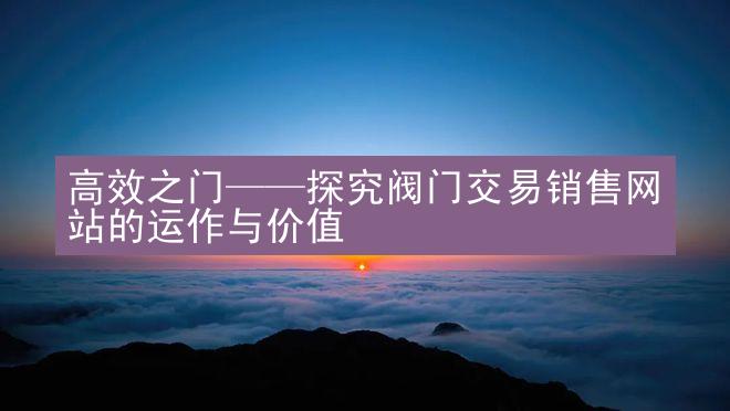 高效之门——探究阀门交易销售网站的运作与价值