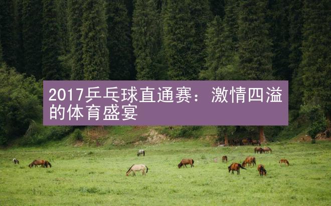 2017乒乓球直通赛：激情四溢的体育盛宴