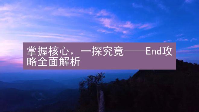 掌握核心，一探究竟——End攻略全面解析